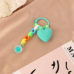 Green Colorful Detachable Resin Heart Keychain Bag Charm Pendant Accessory Gift