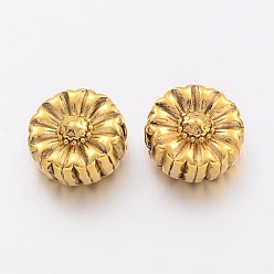 Antique Golden Tibetan Style Alloy Flower Beads, Lead Free & Cadmium Free, Antique Golden, 11x5mm, Hole: 2mm