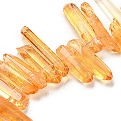 Сэнди Коричневый Натуральные окрашенные кварцевые нити, чип, песчаный коричневый, 4~8x19~36x19~36 мм, отверстие : 1 мм, около 66~96 шт / нитка, 14.76''~15.55'' (37.5~39.5 см)