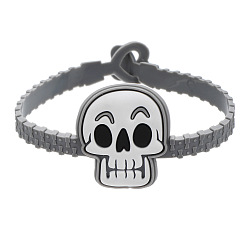 Skull Регулируемые мягкие силиконовые браслеты на Хэллоуин, серые, череп, 7.68 дюйм (19.5 см)