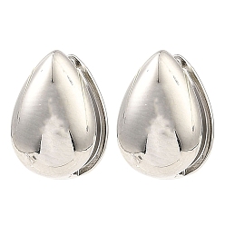 Платина Латунные серьги обруча, слеза, платина, 12x12.5x8 мм