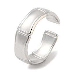 Stainless Steel Color 304 Stainless Steel Open Cuff Ring, Bamboo, Stainless Steel Color, US Size 7 1/4(17.5mm)