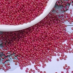 (RR476) Непрозрачный Красный AB Миюки круглые бусины рокайль, японский бисер, 11/0, (rr 476) непрозрачный красный ab, 11/0, 2x1.3 мм, отверстие : 0.8 мм, Около 1111 шт / 10 г