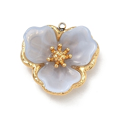 Светлый Стально-синий 304 подвески из нержавеющей стали, с акриловой, , вакуумное покрытие pvd, реальный 18 k позолоченный, светло-стальной синий, 25x25x10 мм, отверстие : 1.8 мм