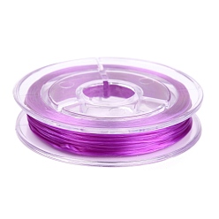 Purple Flat Japanese Crystal Elastic Stretch Thread, for Bracelets Gemstone Jewelry Making Beading Craft, Purple, 0.38mm, about 10.93 yards(10m)/roll