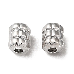Real Platinum Plated Brass Beads, Column, Real Platinum Plated, 3x2.3mm, Hole: 0.8mm