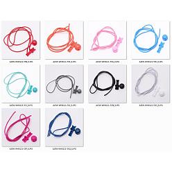 Mixed Color Polyester Latex Elastic Cord Shoelace, with Plastic Spring Cord Locks, Mixed Color, 1000x2.7mm, 10 colors, 2sets/color, 20sets/bag