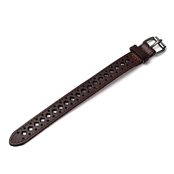 Кокосово-Коричневый Винтажный мужской кожаный браслет с полой полой поверхностью - уникальный велосипедный аксессуар, кокосового коричневый, 0.1 см