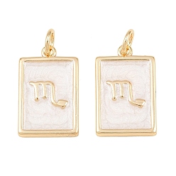 Scorpio Brass Enamel Pendants, Rectangle Charms, Rack Plating, Cadmium Free & Lead Free, Long-Lasting Plated, Golden, Scorpio Charms, 17.5x11x2mm, Hole: 3mm