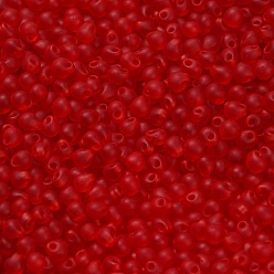 (DP140F) Matte Transparent Red Orange MIYUKI 3.4mm Drop Beads, Japanese Seed Beads, Matte Transparent Colours, (DP140F) Matte Transparent Red Orange, 3.4x3mm, Hole: 0.65mm, about 8100pcs/Pound