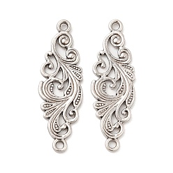 Antique Silver Tibetan Style Alloy Connector Charms, Leaf Links, Antique Silver, 29.5x9.5x1mm, Hole: 1.5mm, 1111pcs/1000g