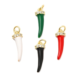 (52) Непрозрачная лаванда Стойка металлическая латунная микропрофилированная кубическая циркония подвески, с эмалью и кольцами для прыжков, долговечный, без кадмия и без свинца, реальный 18 k позолоченный, слоновой кости форма, разноцветные, 19.5x6.5x3 мм, отверстие : 3 мм, Кольцо: 5x0.9 mm