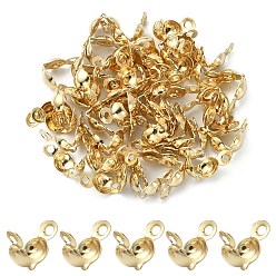 Real 18K Gold Plated 304 Stainless Steel Bead Tips, Calotte Ends, Clamshell Knot Cover, Real 18K Gold Plated, 8x4mm, Hole: 1.2mm, Inner Diameter: 3mm
