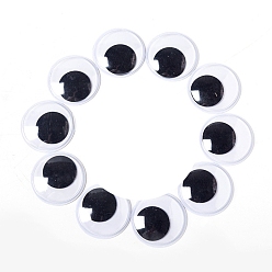 Black Black & White Plastic Wiggle Googly Eyes Cabochons, DIY Scrapbooking Crafts Toy Accessories with Label Paster on Back, Black, 35mm, 100pcs/bag