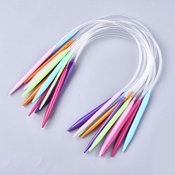 Mixed Color ABS Plastic Circular Knitting Needles, with PVC Wire, Mixed Color, 400x3.5mm/4.0mm/4.5mm/5.0mm/6.0mm/6.5mm/7.0mm/8.0mm/9.0mm/10mm/12mm, 12pcs/set