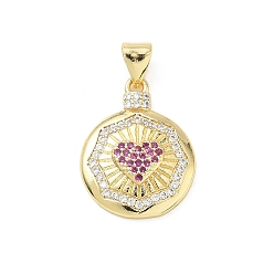 Золотой Подвески из латуни и кубического циркония, сердечки на день святого валентина, красочный, золотые, 20.5x16x3.5 мм, отверстие : 5x3 мм