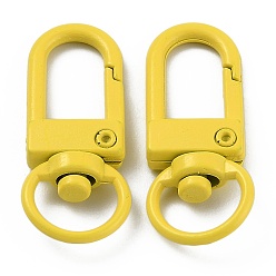 Yellow Zinc Alloy Baking Paint Swivel Snap Hooks Clasps, Yellow, 33.5x13.5x5.5mm, Hole: 9mm
