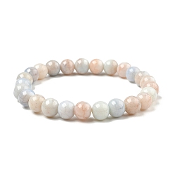 Blanched Almond Glass Round Beaded Stretch Bracelet, Blanched Almond, Inner Diameter: 2-1/8 inch(5.5cm)