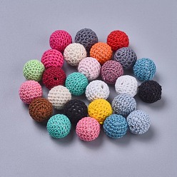 Mixed Color Handmade Beads, Acrylic covered with Wool, Round, Mixed Color, Size: about 21mm in diameter