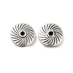 Antique Silver Tibetan Style Alloy Beads, Cadmium Free & Lead Free, Flat Round, Antique Silver, 11x4mm, Hole: 1.2mm