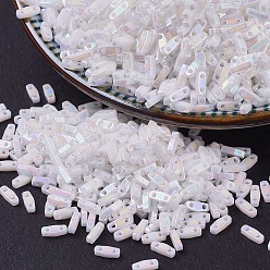 (QTL471) Жемчужно-белый AB Миюки четверть бусины тила, японский бисер, 2-луночное, (QTL 471) белый жемчуг, 5x1.2x1.9 мм, отверстие : 0.8 мм, Около 480 шт / 10 г