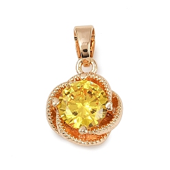 Золотистый Кулон из циркония, , долговечный, без свинца и без кадмия, золотые, 15x12x6 мм, отверстие : 4x3 мм