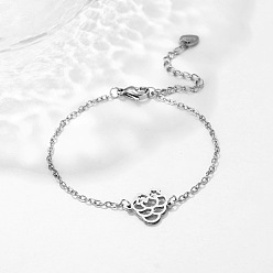 Stainless Steel Color Fruit 201 Stainless Steel Grapes Link Bracelets, Tarnish Free, Stainless Steel Color, 6.30 inch(16cm)
