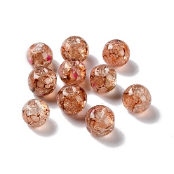 Light Salmon Transparent Crackle Glass Beads, Round, Light Salmon, 10x8mm, Hole: 2mm