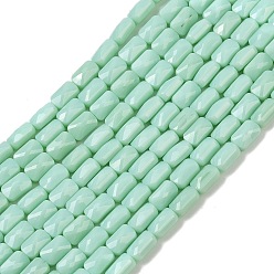 Аквамарин Непрозрачное стекло бисер нитей, прямоугольные, граненые, аквамарин, 7x4.5x3.5 мм, отверстие : 0.9 мм, около 79~80 шт / нитка, 21.65''~22.24'' (55~56.5 см)