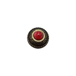 Dark Red Zinc Alloy Buttons, with Plastic Imitation Turquoise Beads and Iron Screws, for Purse, Bags, Leather Crafts Decoration, Half Round, Dark Red, 12mm