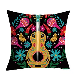 Colorful Cinco de Mayo Theme Flax Pillow Covers, Maracas Pattern Cushion Cover, for Couch Sofa Bed, Square, Colorful, 450x450mm