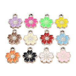 Mixed Color UV Plating CCB Plastic Enamel Pendants, Light Gold, Flower Charm, Mixed Color, 21x17.5x2mm, Hole: 3mm