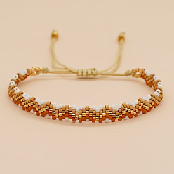 Others Glass Seed Braided Bead Bracelet, Adjustable Bracelet for Women, Wave Pattern, 11 inch(28cm)