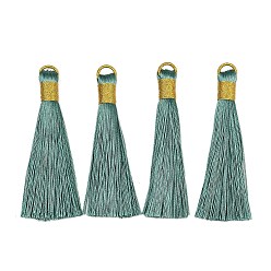 Темно-бирюзовый Полиэстер кисточкой подвески, темные бирюзовый, 80~83x7~8 мм, отверстие : 5~7 мм