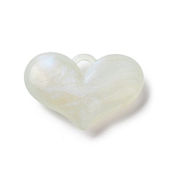 Honeydew Luminous Acrylic Pendants, with Glitter, Glow In The Dark, Heart Charms, Honeydew, 25.5x38x9.5mm, Hole: 4x4mm, about 94pcs/500g