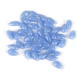 Bleu Bleuet 5pcs perles de verre tchèques transparentes, top foré, larme, bleuet, 14x8mm, Trou: 1mm