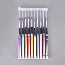 Coloré Ensembles de stylos dbrush nail art professionnels, ensemble d'outils de dessin de pointe de nail art, pour acrylique uv gel dessin peinture, couleur mixte, 205x12 mm, 10 pcs / set