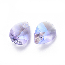 Фиолетовый Стеклянные украшения из горного хрусталя, граненые, слеза, фиолетовые, 8x6x4 мм, отверстие : 1.2 мм