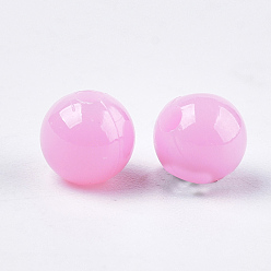 Pink Opaque Plastic Beads, Round, Pink, 6x5.5mm, Hole: 1.8mm, about 4790pcs/500g