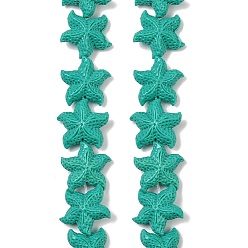 Светлый Морско-зеленый Нити резных бусин синтетического коралла, морская звезда, светло-зеленый, 21~21.5x19.5~21x8.5 мм, отверстие : 1 мм, около 20 шт / нитка, 13.39'' (34 см)