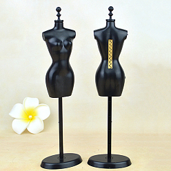 Black Plastic Mannequin Model Clothing Support, Torso Display, Doll Skirt Display Rack for Doll DIY Making Accessories, Black, 275mm