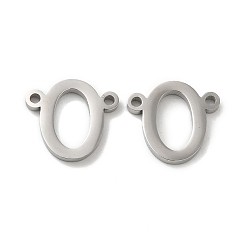 Letter O Non-Tarnish 304 Stainless Steel Connector Charms, Letter, Letter O, 10x11x1.5mm, Hole: 1.2mm