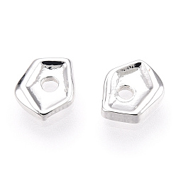925 Sterling Silver Plated Brass Beads, Nuggets, 925 Sterling Silver Plated, 6x5x2mm, Hole: 1.4mm