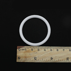 White PP Plastic Hoops, Macrame Ring, for Crafts and Woven Net/Web with Feather Supplies, Round, White, 50x4.5mm