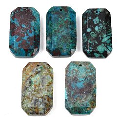 Хризоколла Природные подвески хризоколлу, граненые прямоугольные подвески, 34~35.5x19~20.5x7~8 мм, отверстие : 1.6 мм