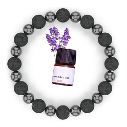 Черный Браслет из натурального камня лавы, черные матовые бусины для мужчин и женщин, чёрные, Размер 3