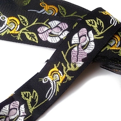 Flower 7M Ethnic Style Polyester Jacquard Ribbon, Garment Accessories, Flower, 1 inch(25mm), about 7.66 Yards(7m)/Roll