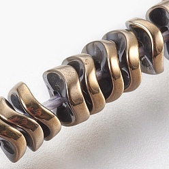 Antique Bronze Plated Electroplated Non-magnetic Synthetic Hematite Bead Strand, Wavy Disc, Antique Bronze Plated, 4x1.5mm, Hole: 0.8mm, about 394pcs/strand, 15.7 inch(40cm)