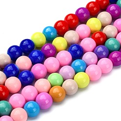 Mixed Color Baking Paint Glass Beads Strands,  Round, Mixed Color, 6mm, Hole: 1mm, about 74pcs/strand, 16 inch