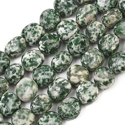 Green spot Jaspis Natürliche grüne Fleck Jaspis Perlen Stränge, Nuggets, 9~11x8~10x6~10 mm, Bohrung: 0.8 mm, ca. 18~19 Stk. / Strang, 6.89~7.28'' (17.5~18.5 cm)